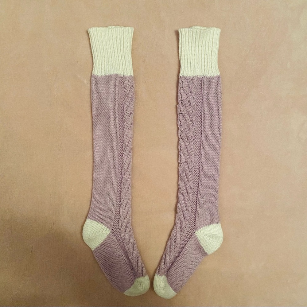 Chapters Indigo Purple & White Knitted Knee High Reading Socks
